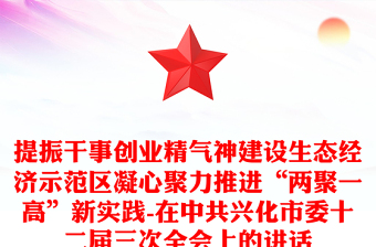 提振干事創(chuàng)業(yè)精氣神建設(shè)生態(tài)經(jīng)濟(jì)示范區(qū)凝心聚力推進(jìn)“兩聚一高”新實(shí)踐-在中共興化市委十二屆三次全會(huì)上的講話