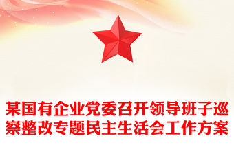 某國有企業(yè)黨委召開領(lǐng)導(dǎo)班子巡察整改專題民主生活會工作方案