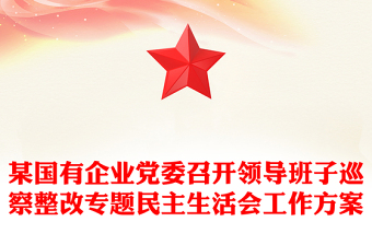 某國(guó)有企業(yè)黨委召開領(lǐng)導(dǎo)班子巡察整改專題民主生活會(huì)工作方案