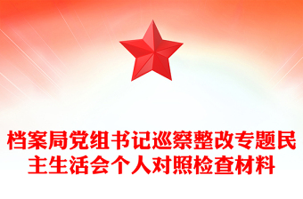 檔案局黨組書記巡察整改專題民主生活會個人對照檢查材料