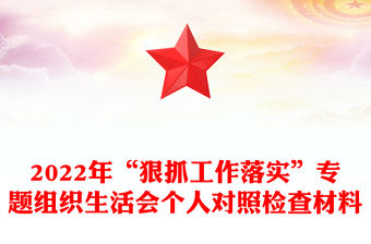 2022年“狠抓工作落實”專題組織生活會個人對照檢查材料