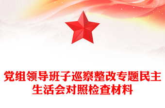 黨組領導班子巡察整改專題民主生活會對照檢查材料