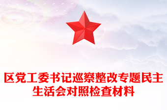 區(qū)黨工委書記巡察整改專題民主生活會對照檢查材料