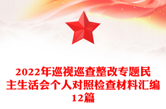 2022年巡視巡查整改專(zhuān)題民主生活會(huì)個(gè)人對(duì)照檢查材料匯編12篇