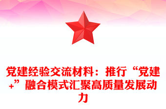 黨建經(jīng)驗(yàn)交流材料：推行“黨建+”融合模式匯聚高質(zhì)量發(fā)展動(dòng)力