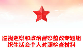 巡視巡察和政治督察整改專題組織生活會個人對照檢查材料