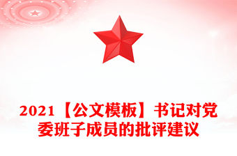 2021【公文模板】書記對黨委班子成員的批評建議