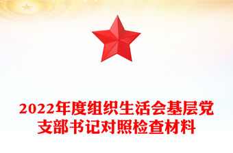 2022年度組織生活會(huì)基層黨支部書記對(duì)照檢查材料