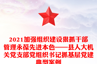 2021加強組織建設狠抓干部管理永葆先進本色——縣人大機關黨支部黨組織書記抓基層黨建典型案例