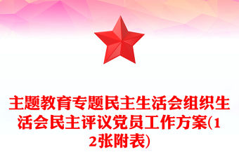 主題教育專題民主生活會組織生活會民主評議黨員工作方案(12張附表)