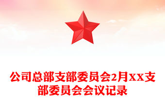 公司總部支部委員會2月XX支部委員會會議記錄