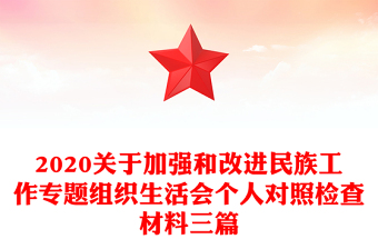 2020關(guān)于加強和改進民族工作專題組織生活會個人對照檢查材料三篇