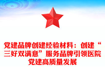 黨建品牌創建經驗材料：創建“三好雙滿意”服務品牌引領醫院黨建高質量發展