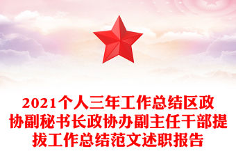 2021個人三年工作總結區政協副秘書長政協辦副主任干部提拔工作總結范文述職報告