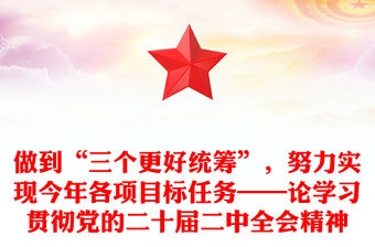 做到“三個更好統籌”，努力實現今年各項目標任務——論學習貫徹黨的二十屆二中全會精神