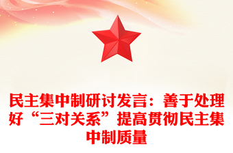 民主集中制研討發(fā)言：善于處理好“三對(duì)關(guān)系”提高貫徹民主集中制質(zhì)量