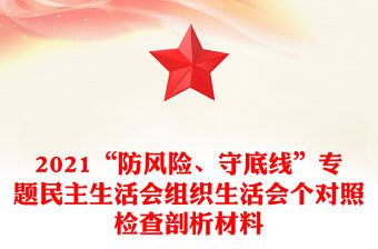 2021“防風險、守底線”專題民主生活會組織生活會個對照檢查剖析材料
