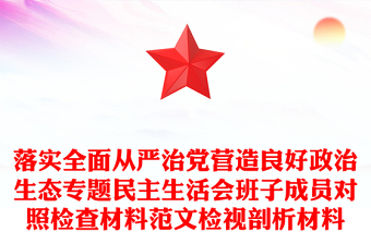 落實(shí)全面從嚴(yán)治黨營造良好政治生態(tài)專題民主生活會(huì)班子成員對(duì)照檢查材料范文檢視剖析材料
