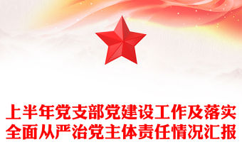上半年黨支部黨建設工作及落實全面從嚴治黨主體責任情況匯報