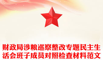 財政局涉糧巡察整改專題民主生活會班子成員對照檢查材料范文