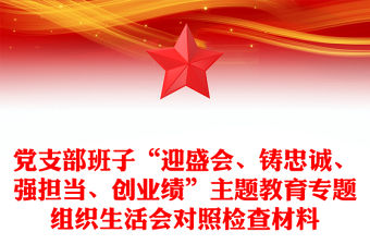 黨支部班子“迎盛會(huì)、鑄忠誠(chéng)、強(qiáng)擔(dān)當(dāng)、創(chuàng)業(yè)績(jī)”主題教育專題組織生活會(huì)對(duì)照檢查材料