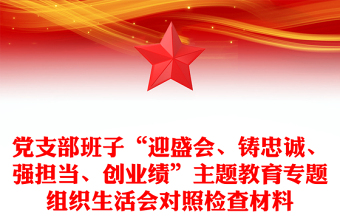 黨支部班子“迎盛會、鑄忠誠、強擔當、創(chuàng)業(yè)績”主題教育專題組織生活會對照檢查材料