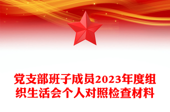 黨支部班子成員2023年度組織生活會個人對照檢查材料PPT模板(講稿)