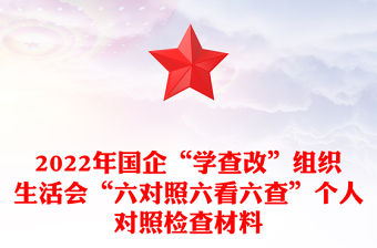 2022年國企“學查改”組織生活會“六對照六看六查”個人對照檢查材料