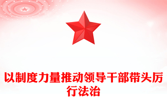 2023以制度力量推動領(lǐng)導干部帶頭厲行法治PPT大氣精美風黨員干部學習教育專題黨課課件(講稿)
