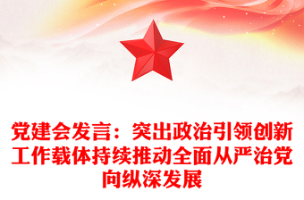 黨建會發(fā)言：突出政治引領(lǐng)創(chuàng)新工作載體持續(xù)推動全面從嚴治黨向縱深發(fā)展