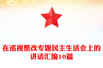在巡視整改專題民主生活會上的講話匯編10篇