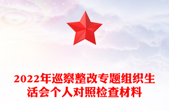 2022年巡察整改專題組織生活會個人對照檢查材料