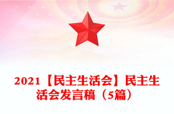 2021【民主生活會】民主生活會發言稿（5篇）