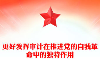 充分發(fā)揮審計在推進黨的自我革命中的獨特作用PPT黨建風深入學習二十屆中央審計委員會第一次會議重要講話專題課件模板(講稿)