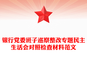 銀行黨委班子巡察整改專題民主生活會對照檢查材料范文