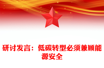 研討發(fā)言：低碳轉(zhuǎn)型必須兼顧能源安全