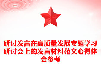 研討發言在高質量發展專題學習研討會上的發言材料范文心得體會參考