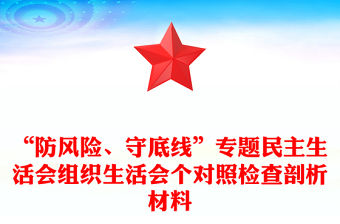 “防風險、守底線”專題民主生活會組織生活會個對照檢查剖析材料