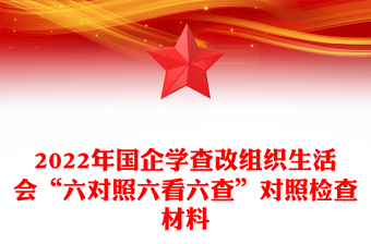 2022年國企學查改組織生活會“六對照六看六查”對照檢查材料