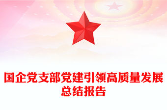 國企黨建總結PPT公司黨支部黨建引領高質量發展總結報告模板(講稿)