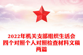 2022年機關支部組織生活會四個對照個人對照檢查材料文稿兩篇