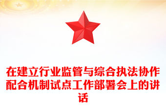 在建立行業監管與綜合執法協作配合機制試點工作部署會上的講話