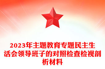 2023年主題教育專題民主生活會領導班子的對照檢查檢視剖析材料PPT課件(講稿)