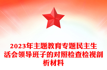 2023年主題教育專題民主生活會領(lǐng)導(dǎo)班子的對照檢查檢視剖析材料PPT課件(講稿)