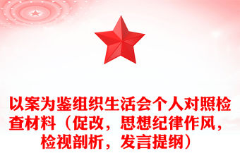 以案為鑒組織生活會個人對照檢查材料（促改，思想紀律作風，檢視剖析，發言提綱）