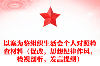 以案為鑒組織生活會個人對照檢查材料（促改，思想紀律作風，檢視剖析，發(fā)言提綱）