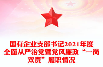 國有企業支部書記2021年度全面從嚴治黨暨黨風廉政“一崗雙責”履職情況