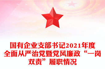 國有企業(yè)支部書記2021年度全面從嚴(yán)治黨暨黨風(fēng)廉政“一崗雙責(zé)”履職情況