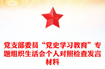 黨支部委員“黨史學習教育”專題組織生活會個人對照檢查發言材料