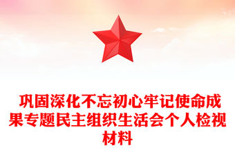  鞏固深化不忘初心牢記使命成果專(zhuān)題民主組織生活會(huì)個(gè)人檢視材料